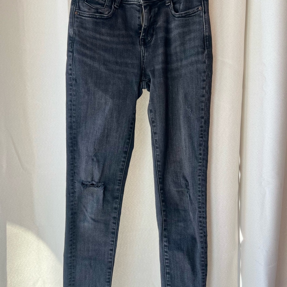 Zara Black Skinny Jeans with Distressed Details